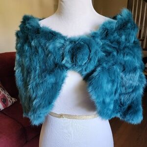 Teal Fur Shawl